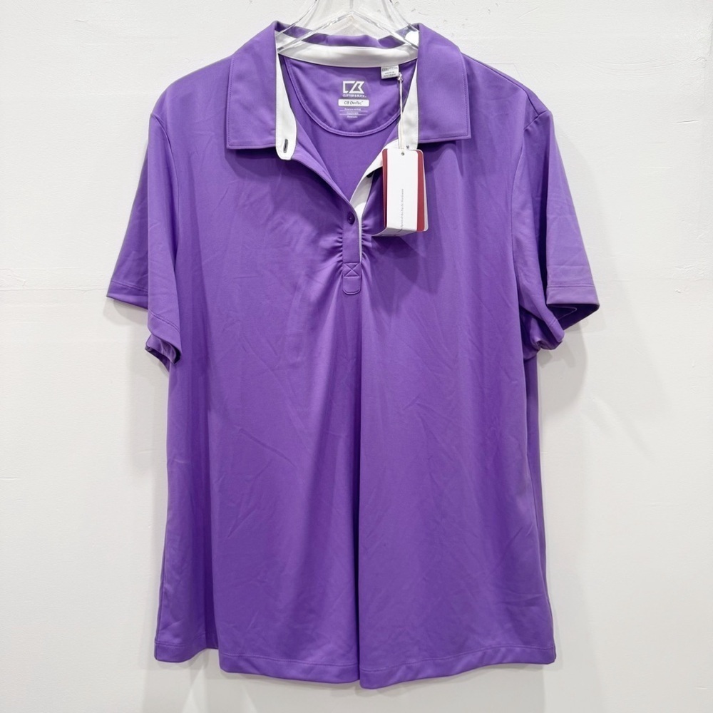 Cutter & Buck Ladies CB DryTec Alder Polo Shirt Short Sleeve Golf Violet XXXL